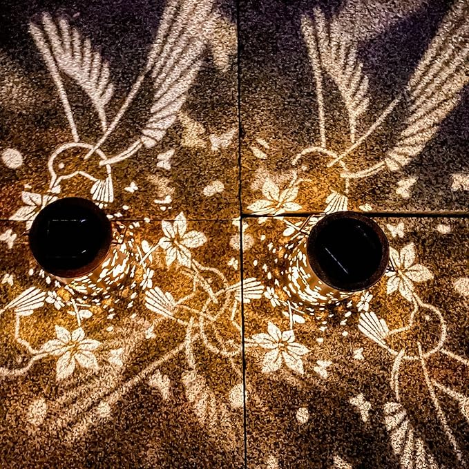 Solar Lanterns Outdoor Waterproof Hummingbirds Birthday Gifts for Women Mom Grandma Garden Decor Metal Hanging LED Decorative Light for Patio Yard Lawn Backyard Front Porch Gardening Gifts
