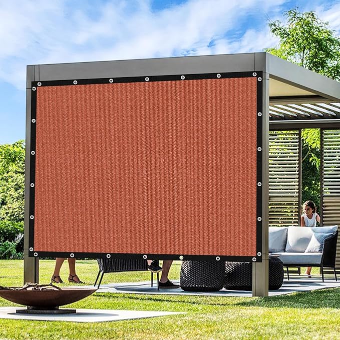 Artpuch 90% Sun Shade Cloth, 9 x 10 FT Pergola Shade Cover Canopy with Grommets, Sun Screen Fabric Tarp for Patio, Outdoor, Garden, Backyard, Rust Red