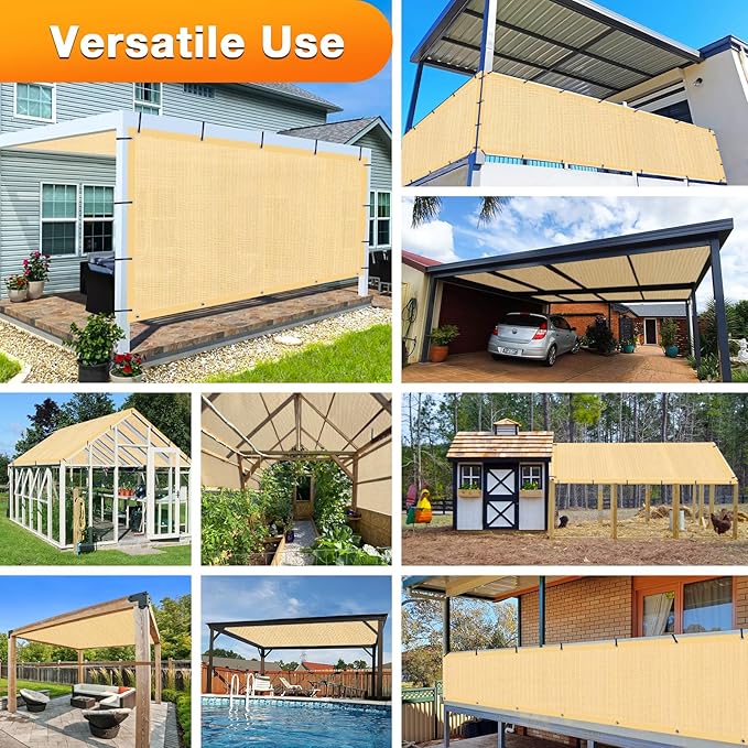 Artpuch Outdoor Pergola Shade Cover 9' X 24' Sun Shade Cloth with Grommets, 90% UV Protection Canopy Patio Privacy Screen (Customized Available) GN107, Wheat