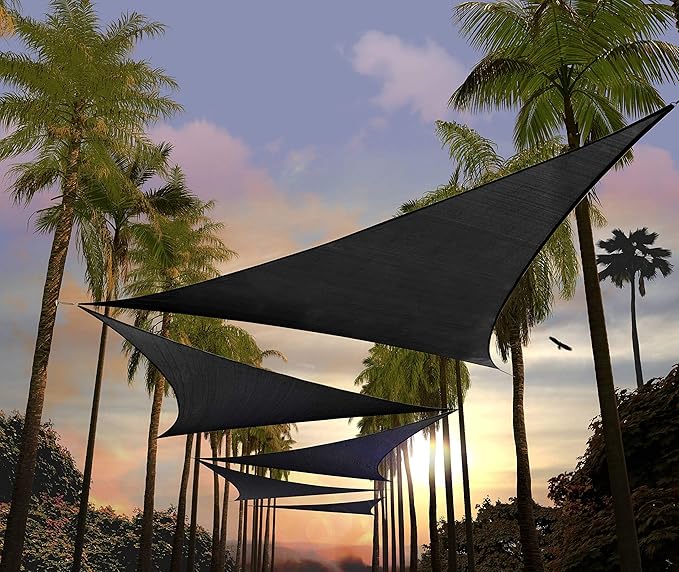 Amgo Custom Size 6' x 6' x 6' Black Triangle Sun Shade Sail Order to Make Canopy Awning UPF50+ AGSLT, 95% UV Blockage, Water & Air Permeable, 200GSM Commercial Standard (We Customize)