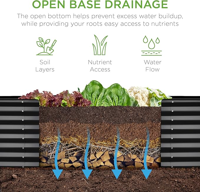 Best Choice Products 8x2x2ft Outdoor Metal Raised Garden Bed, Rectangular Deep Root Planter Box for Vegetables, Flowers, Herbs, and Succulents w/ 239 Gallon Capacity - Gray