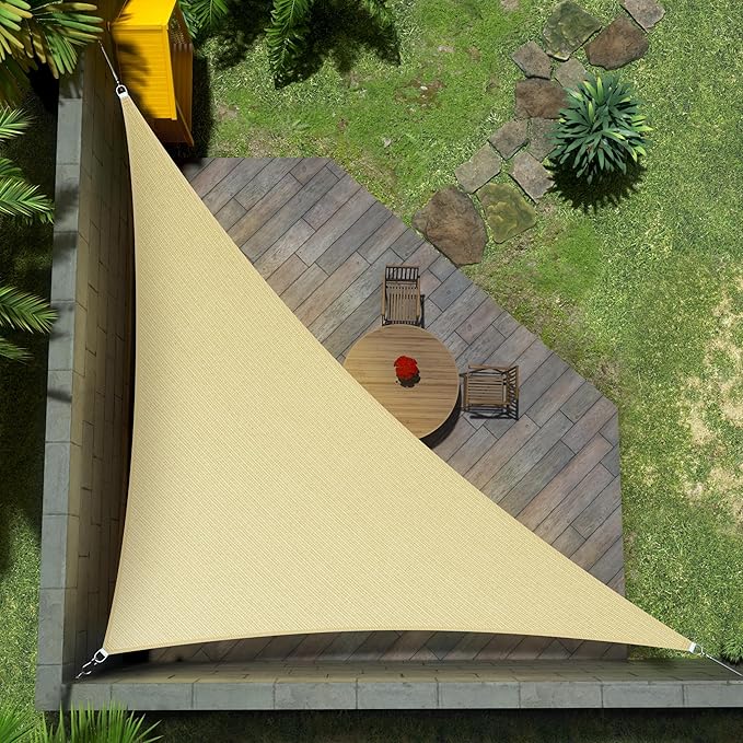 Amgo Custom Size 10' x 18' x 20.6' Beige Right Triangle Sun Shade Sail Order to Make Canopy Awning UPF50+ AGSLT, 95% UV Blockage, Water & Air Permeable, 200GSM Commercial Standard (We Customize)