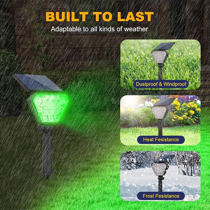 T-SUN Solar Lights Outdoor Waterproof IP65, 6Pack LED Solar Spot Lights Color Changing IP65 Waterproof Smart Auto On/Off for Outside Landscape Garden Yard Lawn Pathway Patio Driveway