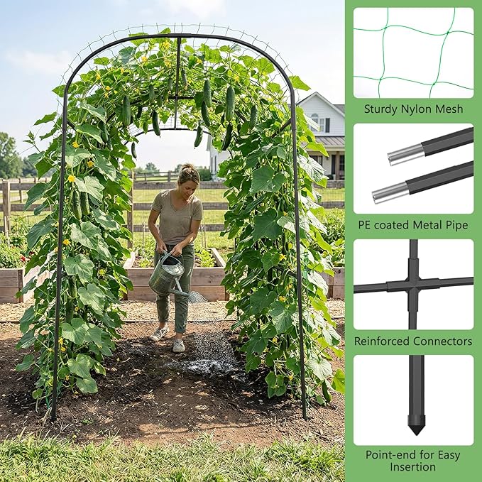 DoCred Tall Garden Arch Trellis for Climbing Plants, 83 Inch Tall Metal Plant Support Trellis Archway for Climbing Vine Vegetable/Fruit/Flower Outdoor Yard Lawn Garden Arch Tunnel Trellis