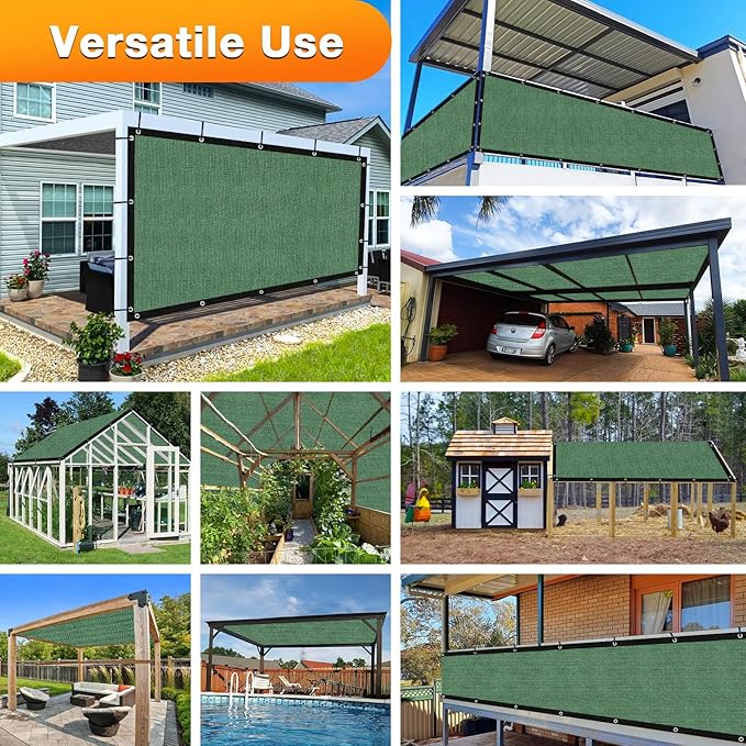 Artpuch Outdoor Pergola Shade Cover 8' X 11' Sun Shade Cloth with Grommets, 90% UV Protection Canopy Patio Privacy Screen (Customized Available) GN107, Green
