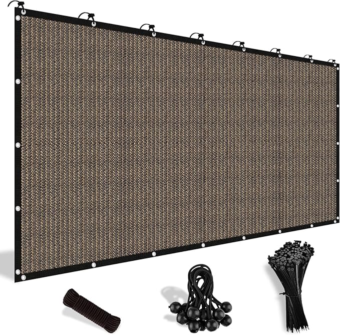 Shade&Beyond 90% Sun Shade Cloth with Grommets, 8' X 12' Pergola Shade Cover Canopy, Mesh Tarp Sun Screens for Patio, Outdoor, Garden, Backyard, Mocha