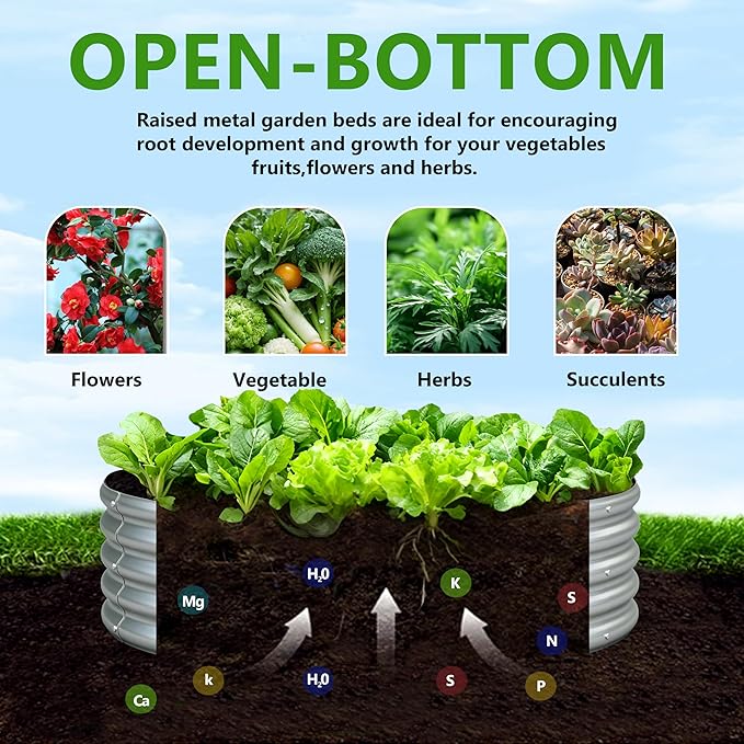 3PCS 3x3x1FT Galvanized Raised Garden Bed Kit,Vegetable Boxes-Round Metal Flower Box,Large Planter Raised Beds Outdoor Garden for Planting,Fruit,Herb-Silver