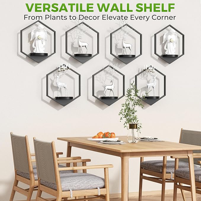 Wall Planters for Indoor Plants 7 Pack, Plant Frames Wall Decor Living Room Plant Stand Hanging Wall Plants Holder to Hold Large Pots Wall Plant Hanger Window Plant Shelves for Outdoor Entryway