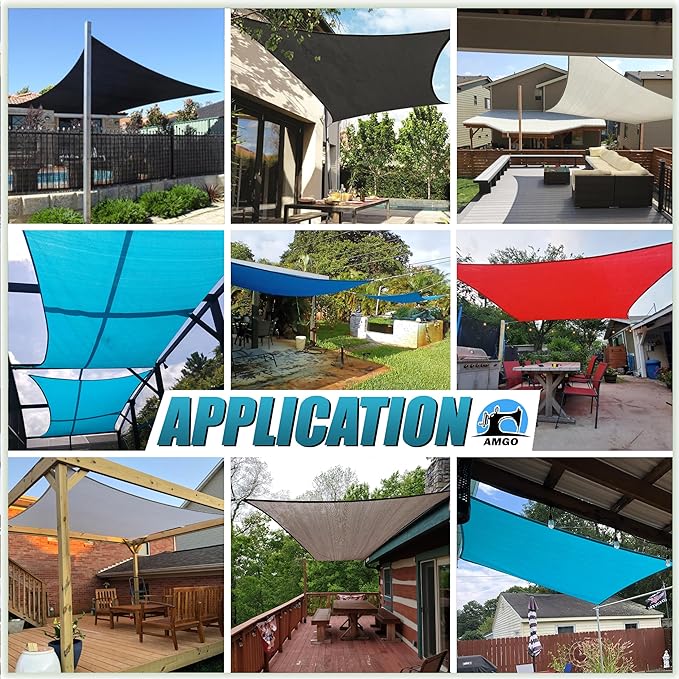 Amgo 14' x 14' x 19.8' Beige Right Triangle Sun Shade Sail UPF50+ Canopy Awning AGSLT, 95% UV Blockage, Water & Air Permeable, 200GSM Heavy Duty Commercial Series(We Make Custom Sizes)