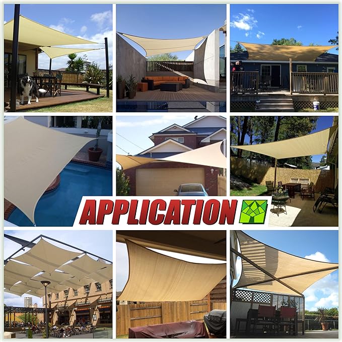 ColourTree TAPR1616 Custom Size 6' x 13' Green Sun Shade Sail Canopy UV Block UPF50 Rectangle - Commercial Standard Heavy Duty - 190 GSM - 3 Years Warranty