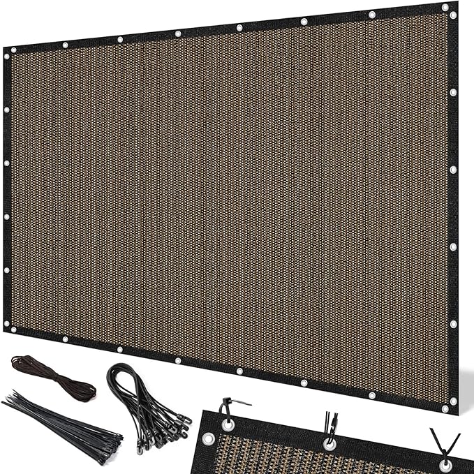 Artpuch 90% Sun Shade Cloth, 8 x 10 FT Pergola Shade Cover Canopy with Grommets, Sun Screen Fabric Tarp for Patio, Outdoor, Garden, Backyard, Mocha