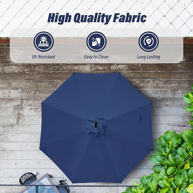 Simple Deluxe 9' Patio Umbrella Outdoor Table Market Yard Umbrella with Push Button Tilt/Crank