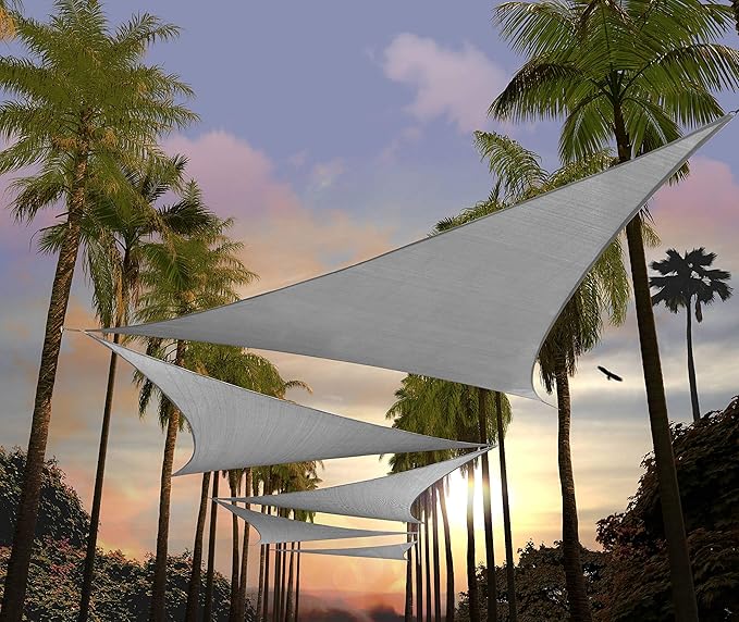 Amgo Custom Size 27' x 27' x 27' Gray Triangle Sun Shade Sail UPF50+ AGTAPRT12, Order to Make Canopy Awning, 95% UV Blockage, Water & Air Permeable, Commercial Standard (We Customize)