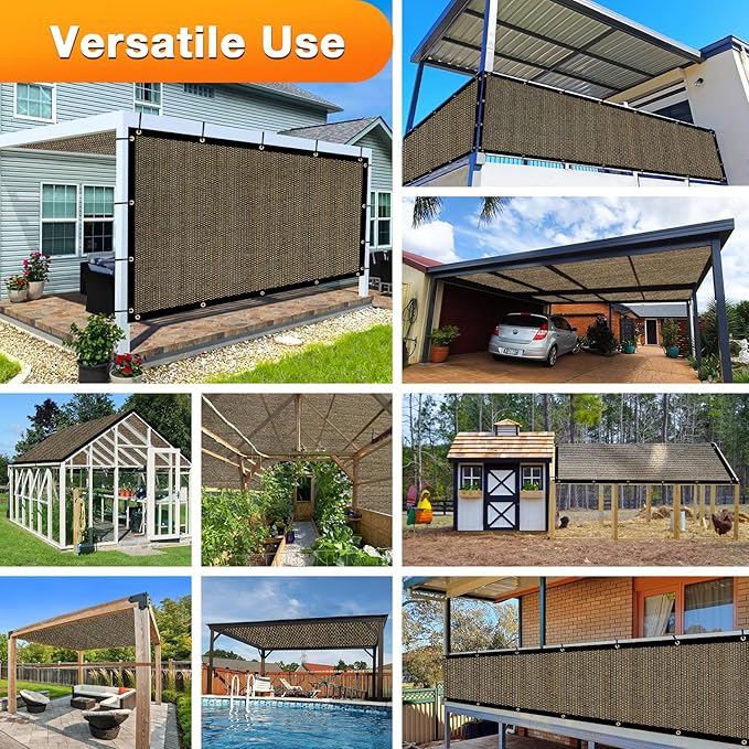 Artpuch Outdoor Pergola Shade Cover 8x8 FT Sun Shade Cloth with Grommets Mocha 90% UV Protection Canopy Patio Privacy Screen (Customized Available)