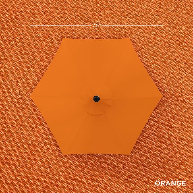 Best Choice Products 7.5ft Heavy-Duty Round Outdoor Market Table Patio Umbrella w/Steel Pole, Push Button Tilt, Easy Crank Lift - Orange