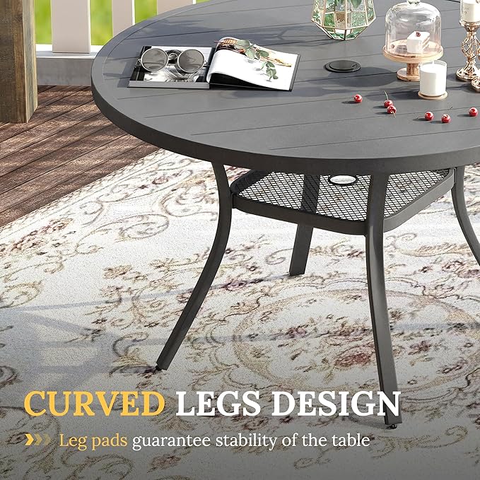 VICLLAX 5 Pieces Patio Dining Set for 4, Outdoor Furniture Set Includes 40.7" Round Patio Table and 4 Patio Stackable Chairs, Grey Tabletop and Grey Fabric