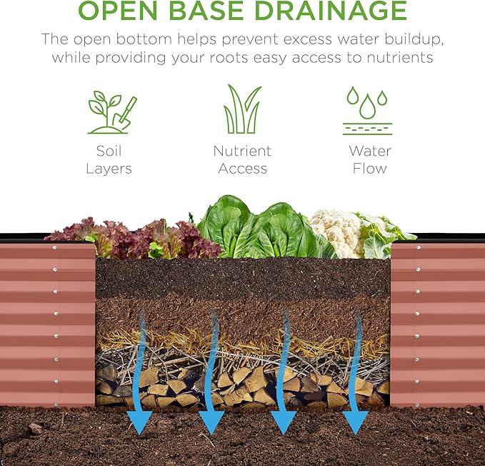 Best Choice Products 8x2x2ft Outdoor Metal Raised Garden Bed, Rectangular Deep Root Planter Box for Vegetables, Flowers, Herbs, and Succulents w/ 239 Gallon Capacity - Terracotta