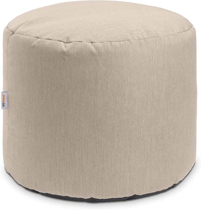 Jaxx Spring Indoor/Outdoor Bean Bag Pouf Ottoman, Sunbrella Flax