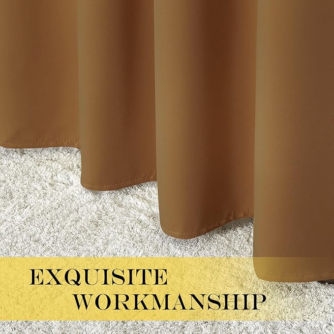 NICETOWN Blackout Room Divider Curtains for Sliding Glass Doors 102 Inches Long 1 Panel, Extra Wide Curtains for Doorway Patio Bedroom Living Room (Gold Brown, 80Wx102L, 1 Panel)