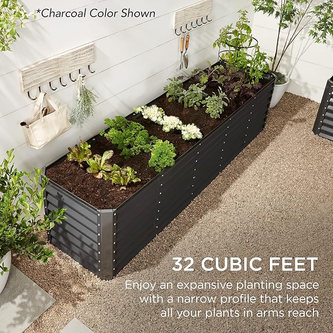 Best Choice Products 8x2x2ft Outdoor Metal Raised Garden Bed, Rectangular Deep Root Planter Box for Vegetables, Flowers, Herbs, and Succulents w/ 239 Gallon Capacity - Terracotta
