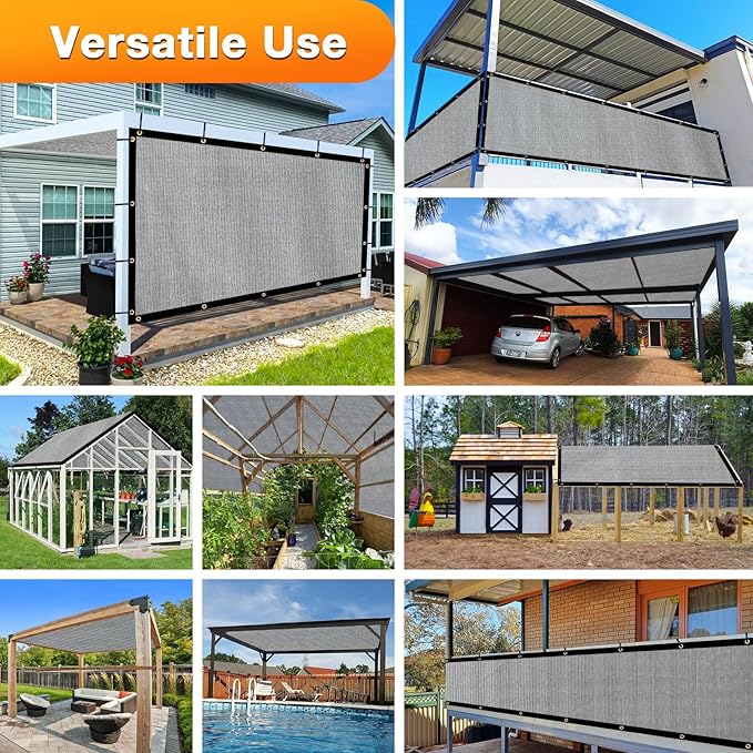 Artpuch Outdoor Pergola Shade Cover 8x19 FT Sun Shade Cloth with Grommets Light Grey 90% UV Protection Canopy Patio Privacy Screen (Customized Available)
