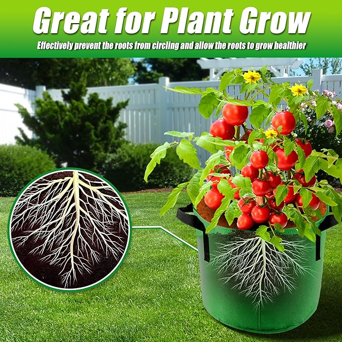 5 Gallon Grow Bags, 7 Pack Colorful Fabric Plant Pots with Handles for Garden and Outdoor Planting