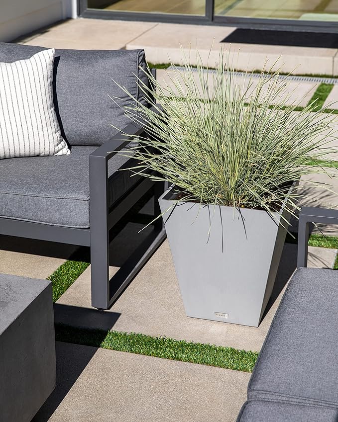 Veradek Pure Series Nobleton Plastic Planter - Large Pots for Indoor or Outdoor Porch/Patio | Durable All-Weather Use with Drainage Holes | Modern Planter Décor for Flowers, Shrubs, Trees