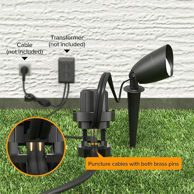 LUTEC 12V Low Voltage Landscape Lighting, Die-cast Aluminum Spot Lights with Connectors, IP65 Waterproof Outdoor Landscape Spotlights, 5W 550LM Warm White 3000K for Tree Garden Yard Pathway, 4 Pack