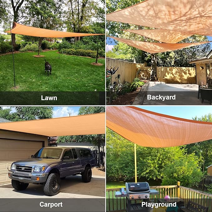 SUNLAX Sun Shade Sail 6' x 8' x 10' Peach Fuzz Rectangle Canopy Sail Shade Cover UV Block Permeable Sunshade Outdoor for Patio Backyard Deck Pergola (We Make Custom Size)