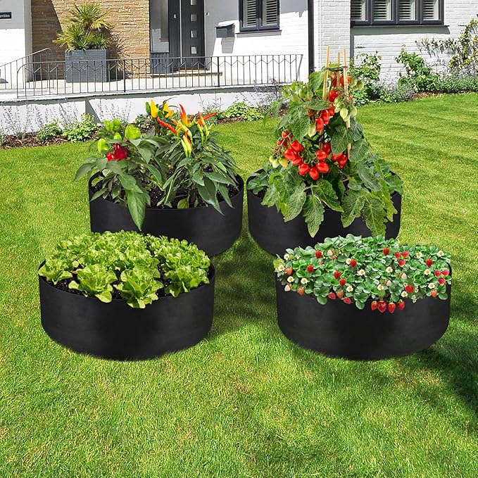LBTING 4Pcs 30 Gallon Plant Grow Bags, Fabric Raised Planting Bed Heavy Duty Non-Woven Fabric Planter Pots for Garden Vegetables Flowers