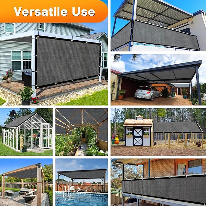 Artpuch Outdoor Pergola Shade Cover 9x17 FT Sun Shade Cloth with Grommets Dark Grey 90% UV Protection Canopy Patio Privacy Screen (Customized Available)