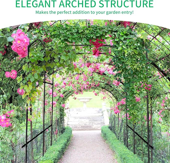 DoCred Tall Garden Arch Trellis for Climbing Plants, 87in Tall Metal Plant Support Trellis Archway for Climbing Vine Vegetable/Fruit/Flower Outdoor Yard Lawn Garden Arch Tunnel Trellis