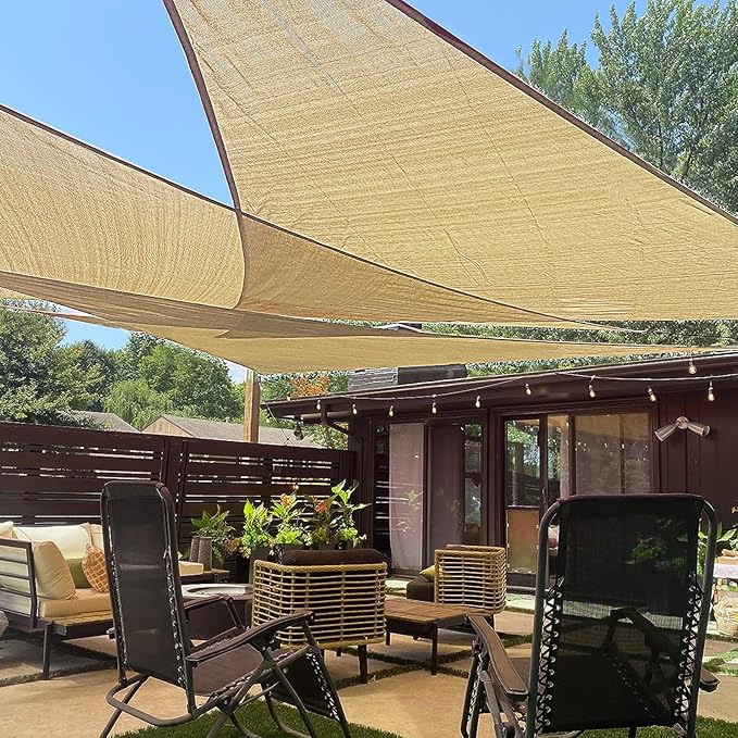 LOVE STORY 8' x 8' x 8' Sun Shade Sails Triangle Sunshades Sail Shade Canopy Patio Cover for Shade Outdoor, Sand