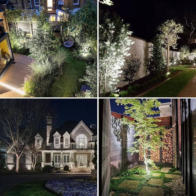 T-SUNUS Christmas Solar Landscape Spotlights White 6000K Metal, Garden Spot Lights Outdoor IP65 Waterproof 9.8ft Cable Separated Panel, Auto On/Off for Tree Flag Driveway Pathway Halloween Pool Area