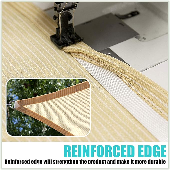 Amgo Custom Size 6' x 10' x 11.7' Turquoise Triangle Sun Shade Sail Order to Make Canopy Awning UPF50+ AGSLT, 95% UV Blockage, Water & Air Permeable, 200GSM Commercial Standard (We Customize)