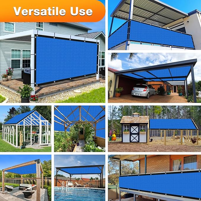 Artpuch Outdoor Pergola Shade Cover 9' X 9' Sun Shade Cloth with Grommets, 90% UV Protection Canopy Patio Privacy Screen (Customized Available) GN107, Blue