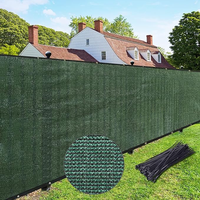 UPGRADE Privacy Fence Screen 6'x3' Dark Green Outdoor 90% Visibility Blockage 170 GSM Mesh Shade Cover Panels for Backyard,Balcony,Home Decoration with Zip Ties,Customized Avaliable