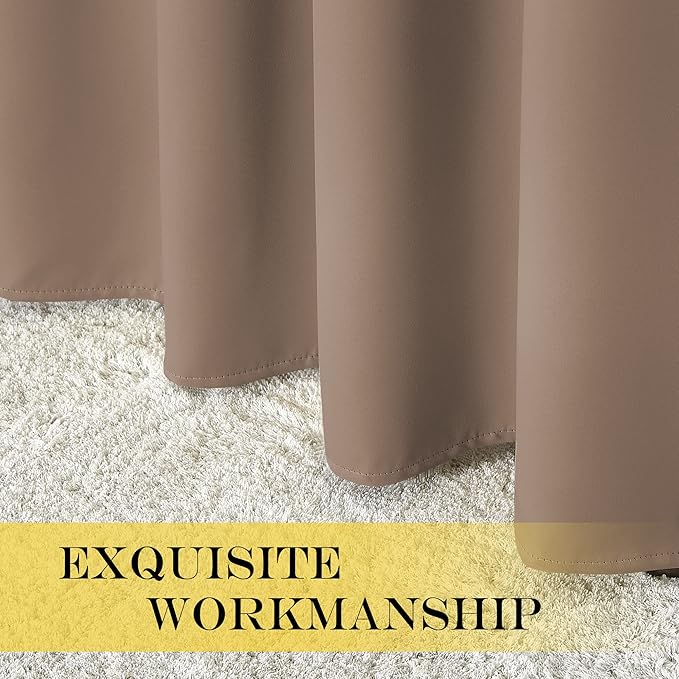 NICETOWN Blackout Curtain 63 inches Length for Bedroom - Grommet Thermal Insulated Window Treatments Sound Reducing Cold & Heat Blocking for Kids Room (Cappuccino, W46 x L63, 1 Panel)