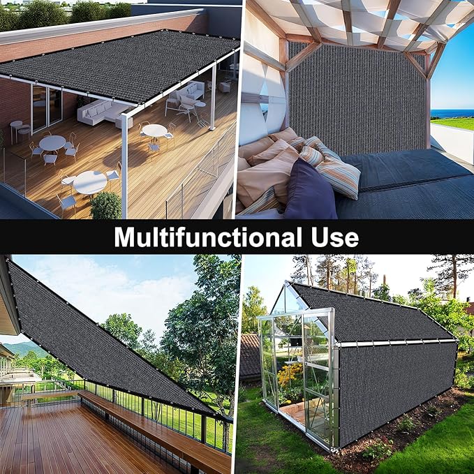 Artpuch 90% Sun Shade Cloth, 5 x 16 FT Pergola Shade Cover Canopy with Grommets, Sun Screen Fabric Tarp for Patio, Outdoor, Garden, Backyard, Dark Grey