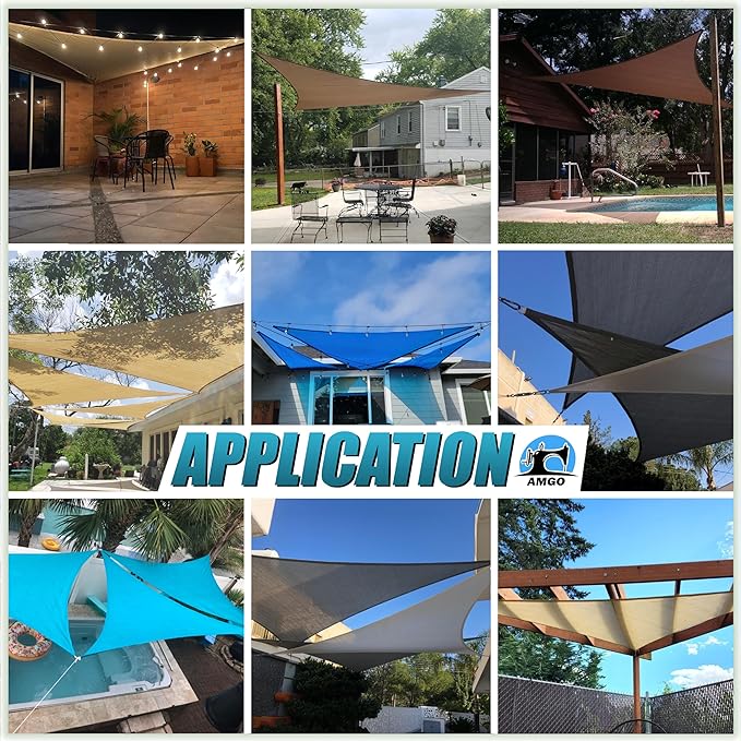 Amgo Custom Size 15' x 21' x 25.8' Beige Right Triangle Sun Shade Sail UPF50+ AGTAPRT12, Order to Make Canopy Awning, 95% UV Blockage, Water & Air Permeable, Commercial Standard (We Customize)