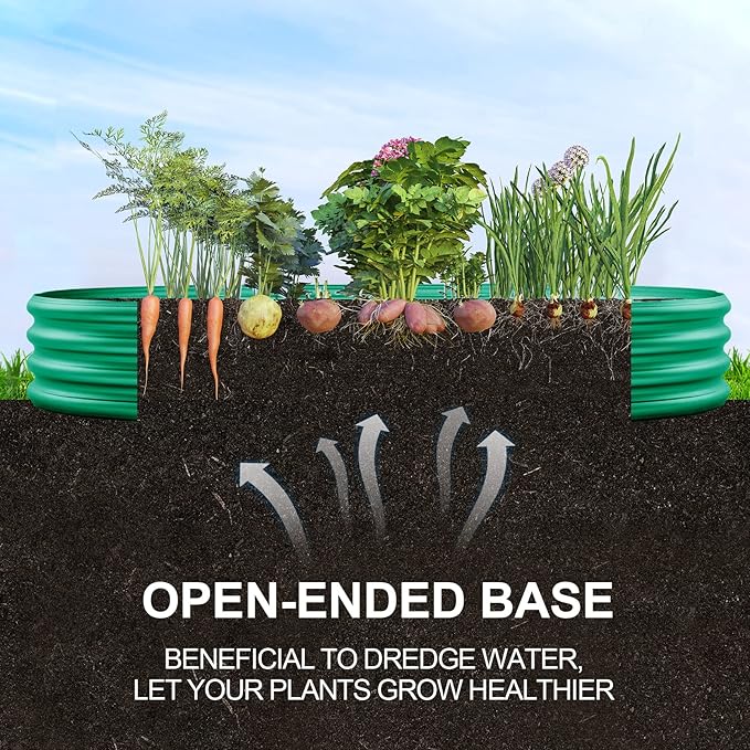 Land Guard Galvanized Raised Garden Bed Kit, Galvanized Planter Raised Garden Boxes Outdoor, Oval Large Metal Raised Garden Beds for Vegetables 4 x 2 x 1ft(1pcs) (Green)…