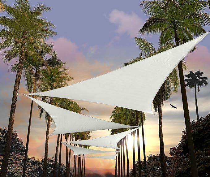 Amgo Custom Size 6' x 6' x 6' White Triangle Sun Shade Sail Order to Make Canopy Awning UPF50+ AGSLT, 95% UV Blockage, Water & Air Permeable, 200GSM Commercial Standard (We Customize)