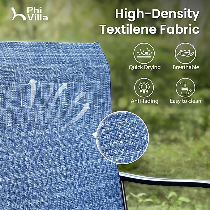 PHI VILLA Outdoor Swivel Bar Stools Set of 4, Bar Height Patio Stools & Chairs with All Weather Textilene Sling Fabric, 30 Inch High Top Tall Bar Chairs for Outside Balcony & Porch, Blue