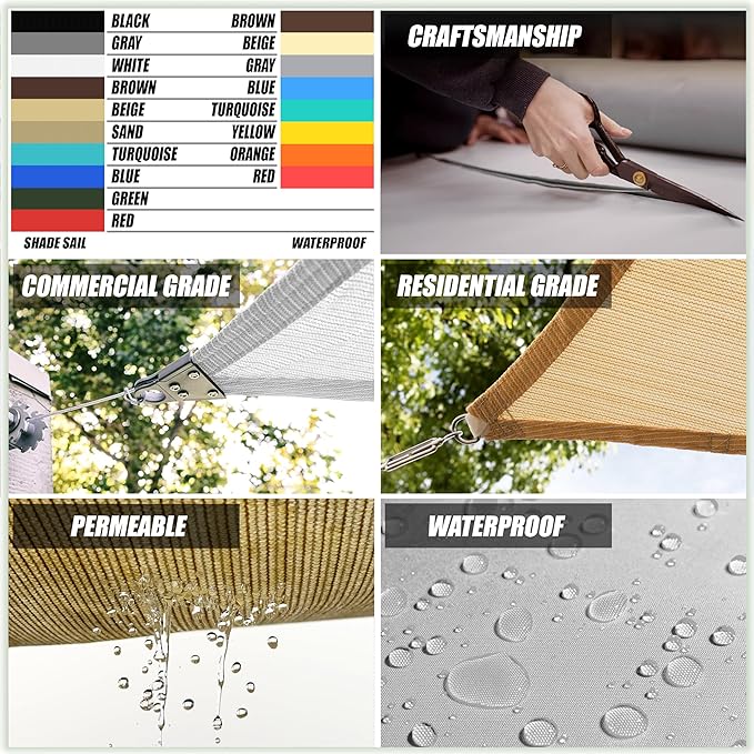 Amgo Custom Size 24' x 24' x 24' White Triangle Sun Shade Sail Order to Make Canopy Awning UPF50+ AGSLT, 95% UV Blockage, Water & Air Permeable, 200GSM Commercial Standard (We Customize)
