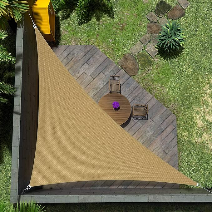 Amgo Custom Size 12' x 18' x 21.6' Sand Beige Right Triangle Sun Shade Sail UPF50+ AGTAPRT12, Order to Make Canopy Awning, 95% UV Blockage, Water & Air Permeable, Commercial Standard (We Customize)