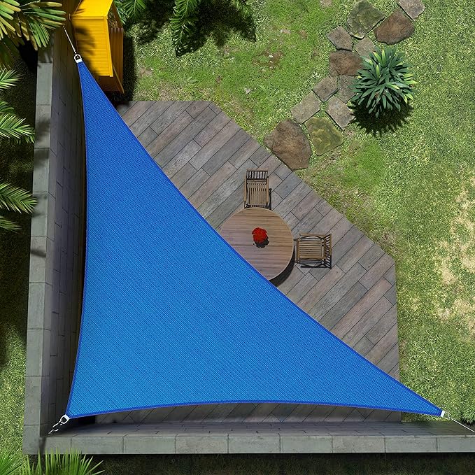 Amgo 20' x 20' x 28.3' Blue Right Triangle Sun Shade Sail UPF50+ Canopy Awning AGSLT, 95% UV Blockage, Water & Air Permeable, 200GSM Heavy Duty Commercial and Residential (We Make Custom Sizes)