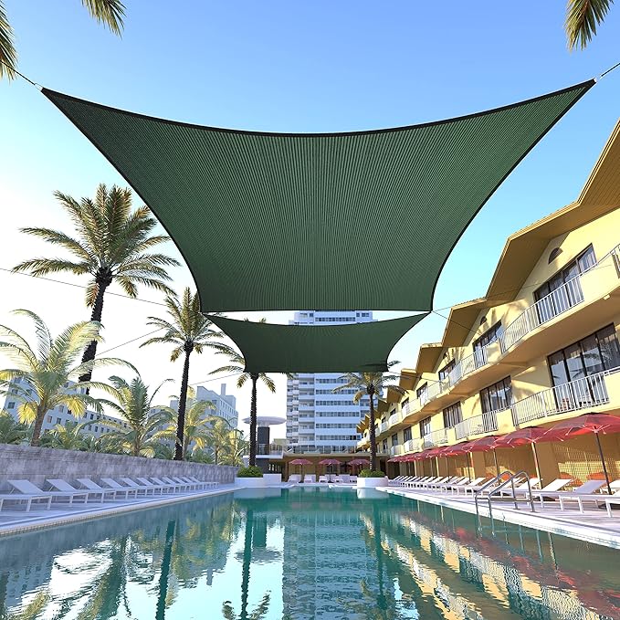 ColourTree TAPR1616 Custom Size 10' x 21' Green Sun Shade Sail Canopy UV Block UPF50 Rectangle - Commercial Standard Heavy Duty - 190 GSM - 3 Years Warranty