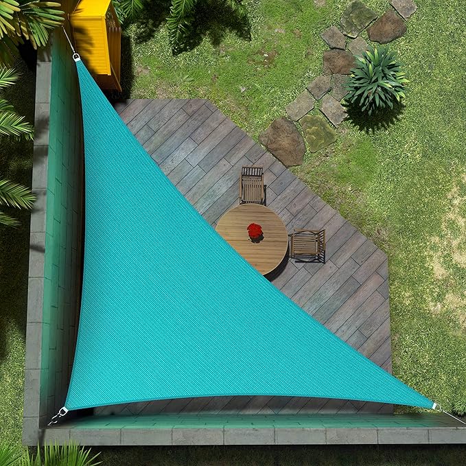 Amgo Custom Size 12' x 18' x 21.6' Turquoise Triangle Sun Shade Sail Order to Make Canopy Awning UPF50+ AGSLT, 95% UV Blockage, Water & Air Permeable, 200GSM Commercial Standard (We Customize)