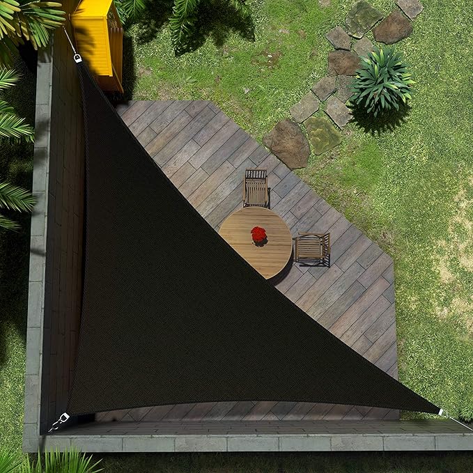 Amgo Custom Size 13' x 15' x 19.8' Black Right Triangle Sun Shade Sail UPF50+ AGTAPRT12, Order to Make Canopy Awning, 95% UV Blockage, Water & Air Permeable, Commercial Standard (We Customize)