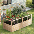 AMERLIFE Raised Garden Bed with Hinged Fencing and Trellis, 18 Inch Deepened Wood Planter Box, 2 PCS Flip-up Front Panel, Easy Assembly, Ideal for Seed Starting and Growing Vegetables & Fruits